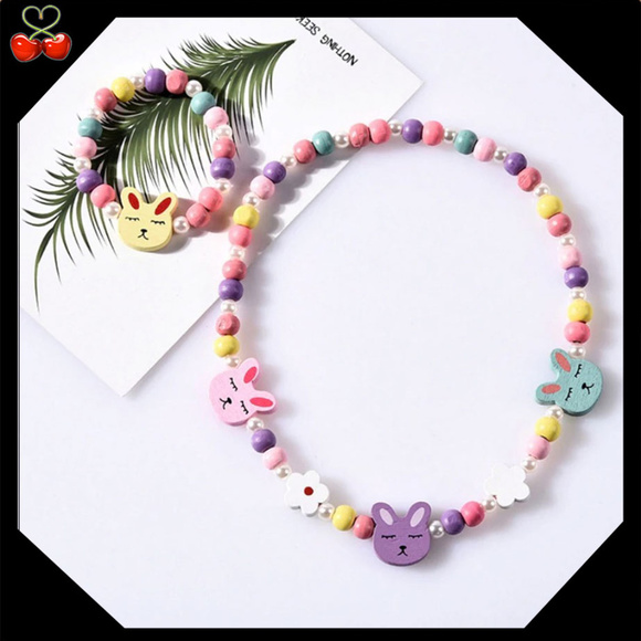 🍒 Natural Wooden Bead 📿 Necklace + Bracelet Set - Picture 3 of 8